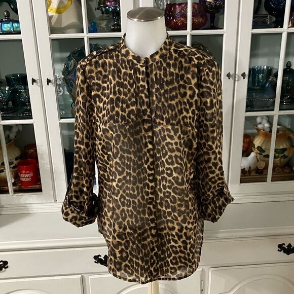 Leopard Print Blouse Size 10 Ann Taylor - Picture 3 of 11